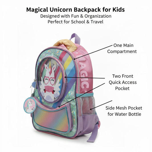 Unicorn & Rainbow theme Backpack | Lightweight & Durable