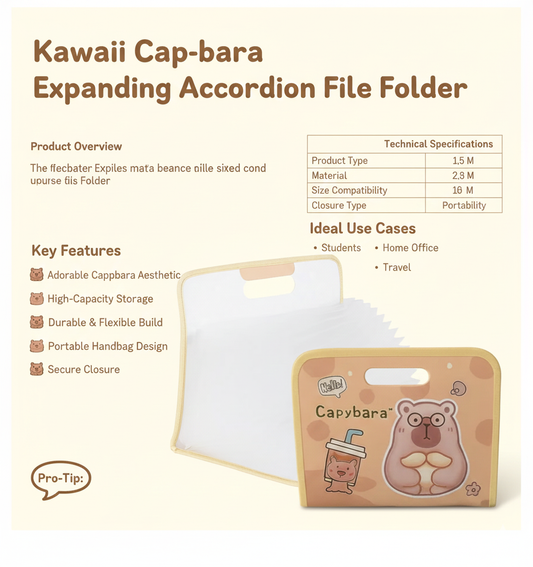 Capybara Expandable Folder | Multi-Pocket | File Organiser with Handle.