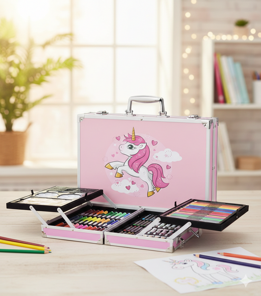 Art Set with Unicorn Case 145 pieces | Colored Pencils | Markers| Watercolors |Artist KIT
