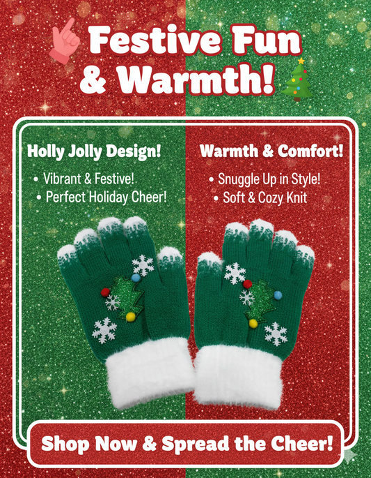 family: KATTY MAO My First Best Friend Winter Kids Gloves, Red and White Fleece-Lined, Ultra-Soft Knit Material, Snowflake Design, Perfect for Holiday Season and Cold Weather.