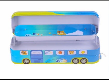 Bus-Shaped Metal Pencil Box / Stationery Organizer