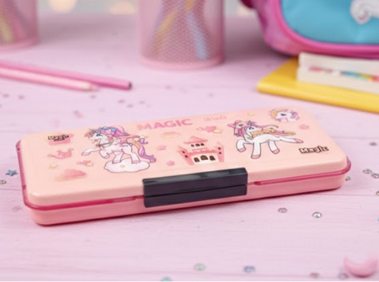 Pastel Pencil Box | Secure Snap Lock | School Stationery Case | Lightweight | Durable Plastic Organizer