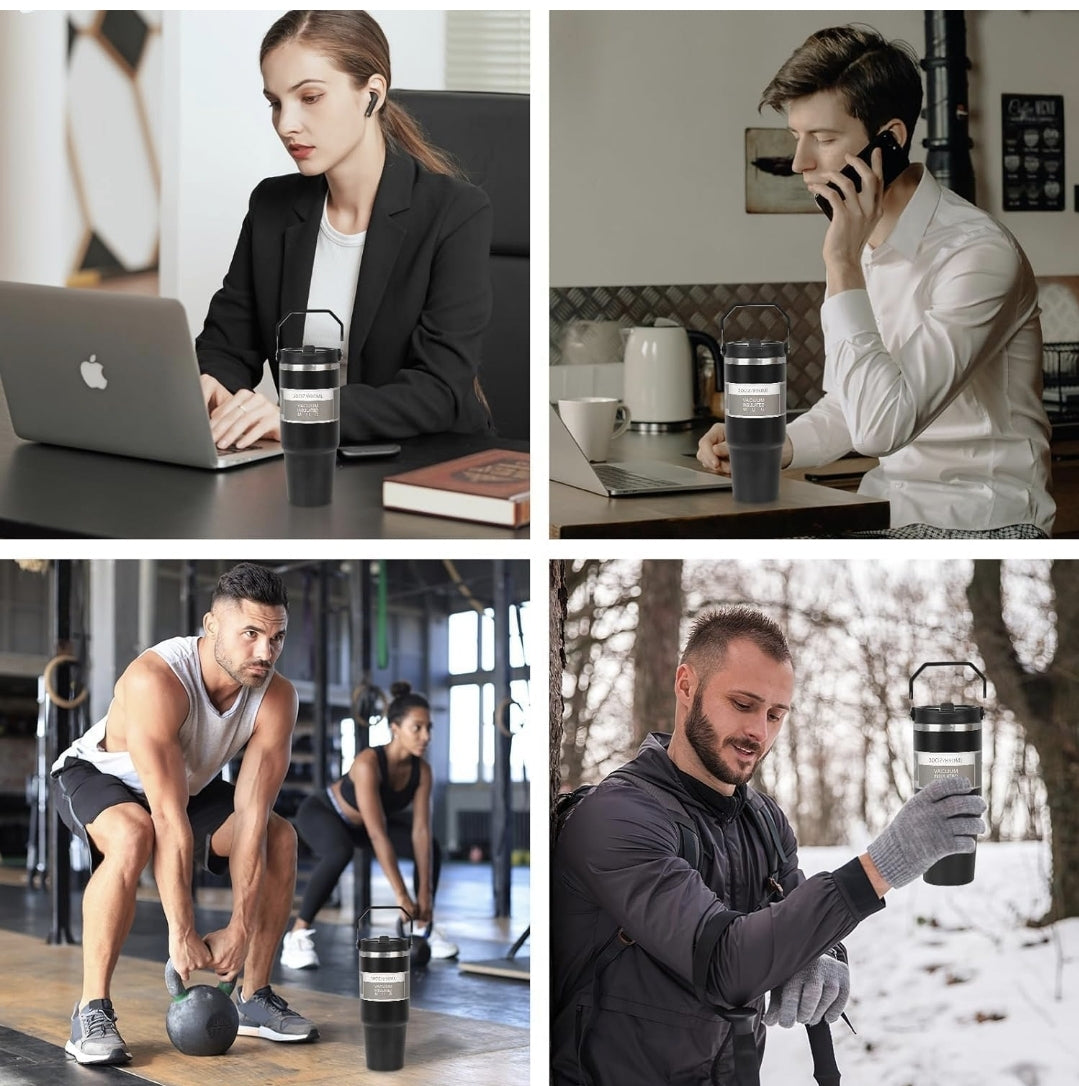 900 ML Stainless Steel Car Thermos Outdoor Sports Water Kettle Portable Gym Outdoor Bottle Cold and Hot Double-Layer Insulated Cup Tumbler by Kattymao