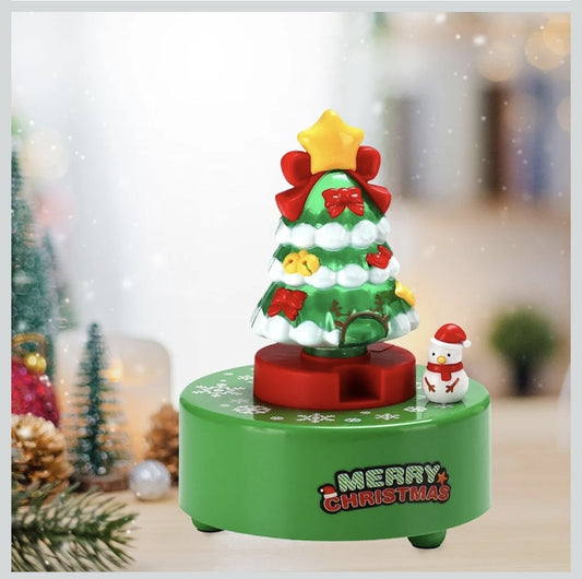 Musical Christmas Tree Snow Globe Music Box, Rotating Holiday Decoration with Santa, Green and Red Festive Design, Merry Christmas Theme
