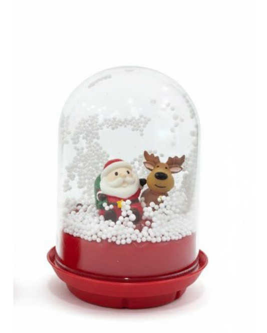 Christmas Snow Globe with Santa Claus Scene, Holiday Water Globe Decoration with Red Base, Winter Wonderland Snowglobe with Christmas Tree and MERRRY Christmas (3)