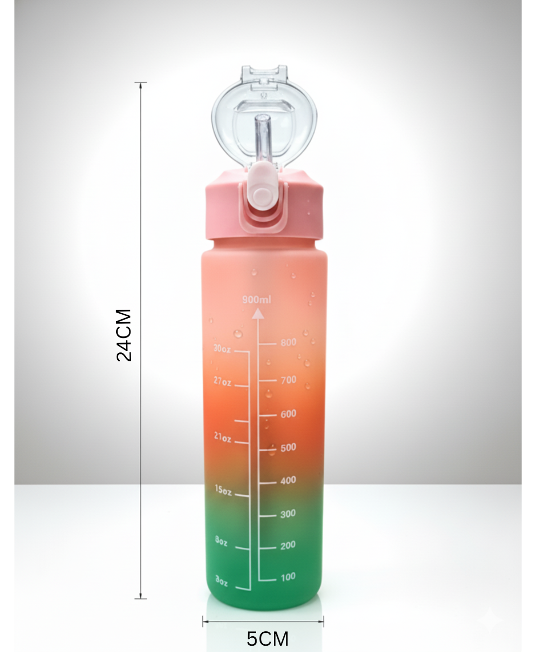 600ML | TIME MARKER | MULTICOLOUR | SPORTS PLASTIC BOTTLE | LEAK PROOF.