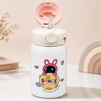 Katty Mao Kids Water Bottle for School, 500 ml Blue Astronaut Space Bottle, BPA Free, Leak Proof & Spill Proof, Carry Loop, Wide Mouth Sipper Bottle