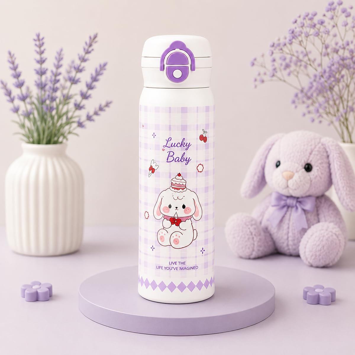 Katty Mao Water Bottle for School Kids, Sipper Water Bottle for Kids, BPA Free, Leakproof, Spill Proof, Wide Mouth, Carry Loop, 500 ml