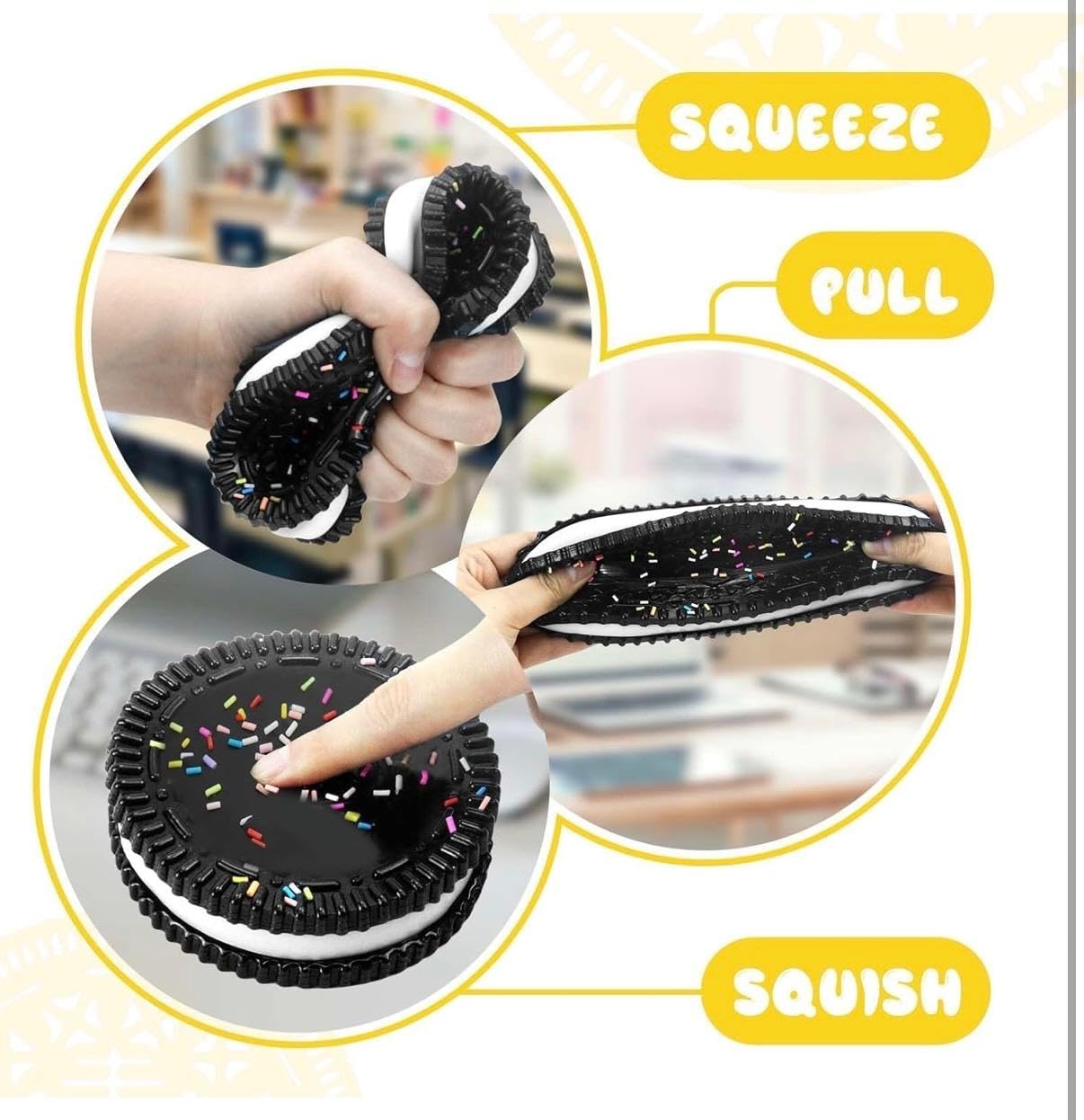 Katty Mao Cookie Squishy Toy, Stress Relief Toy with Sprinkles, Pack of 1 | Quick Stress Relief, Super Soft Squeeze