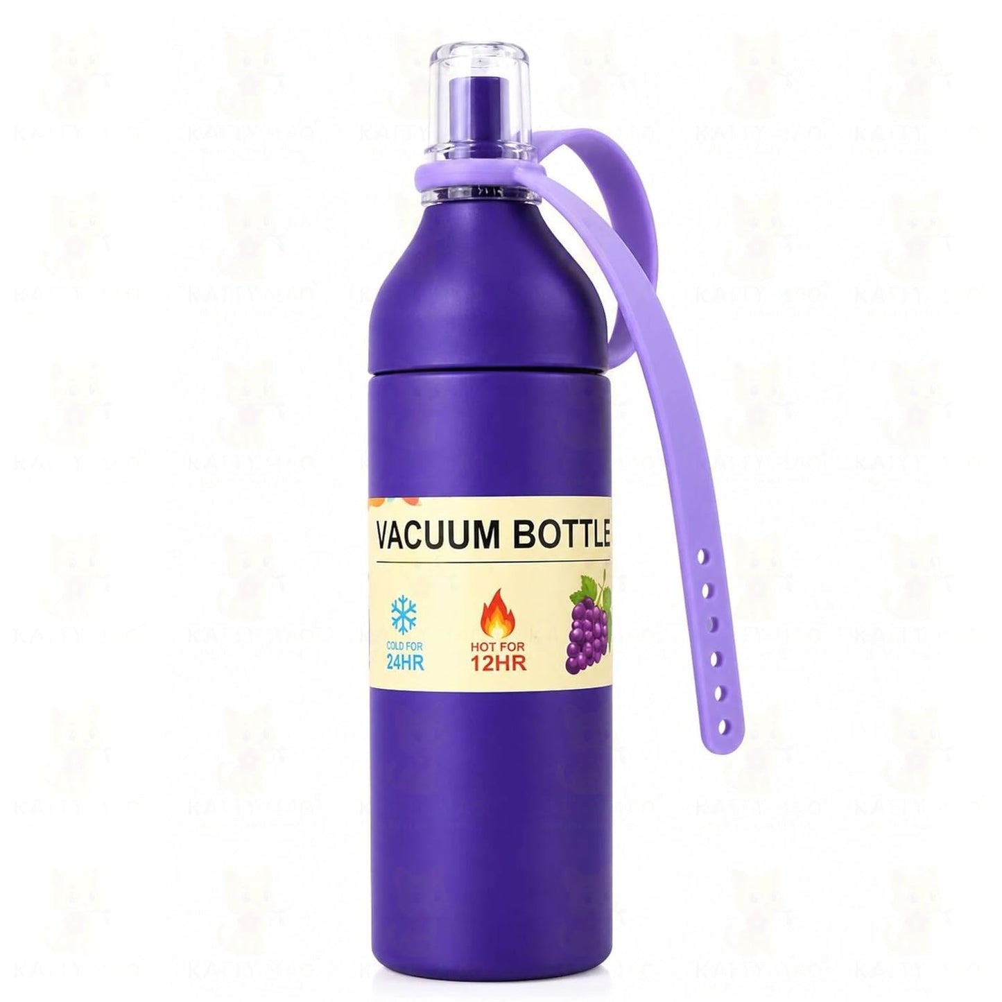 Katty Mao Healthy Life Tumbler with Straw 710 ml, Leak Proof Water Bottle, Sipper Tumbler with Carry Strap, Wide Mouth Travel Mug, Off White Reusable Bottle with Shock Proof Base Cover
