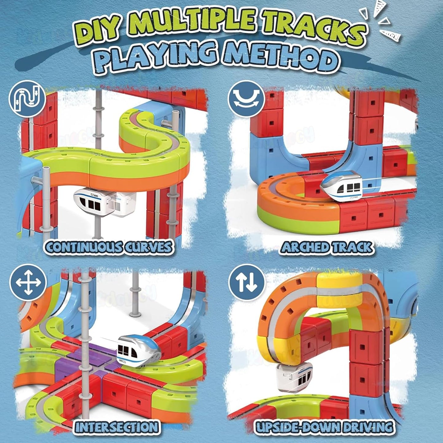 Katty Mao Magnetic Train Toys for Kids Anti Gravity Train, Flexible DIY Railroad Block Set, STEM Educational Toy for Building and Racing, Includes 67 Pieces for Boys and Girls