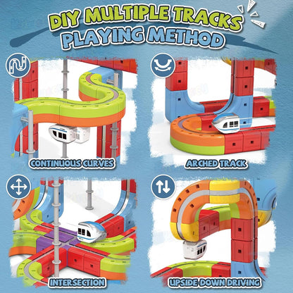 Katty Mao Magnetic Train Toys for Kids Anti Gravity Train, Flexible DIY Railroad Block Set, STEM Educational Toy for Building and Racing, Includes 67 Pieces for Boys and Girls