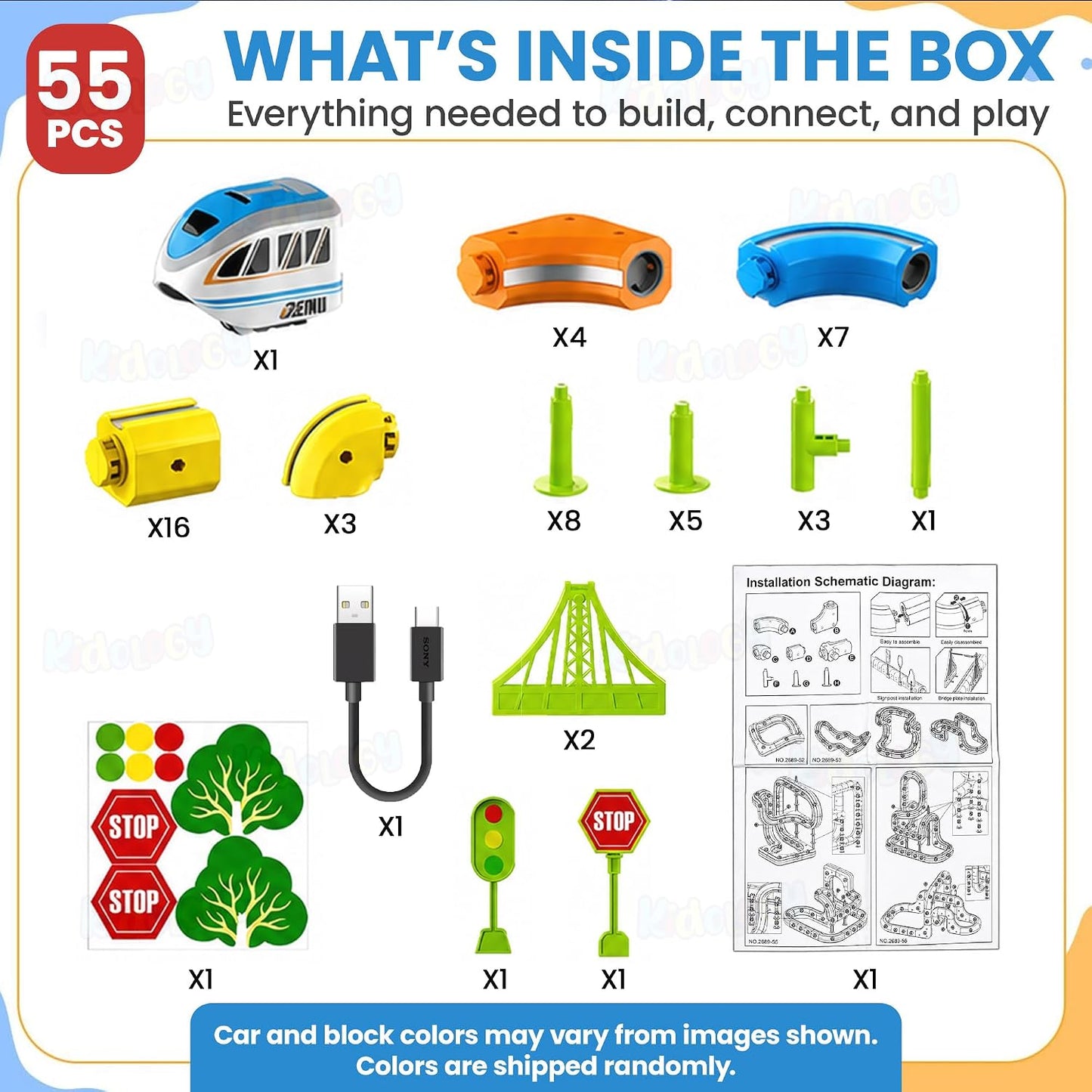 Katty Mao Magnetic Train Toys for Kids Anti Gravity Train, Flexible DIY Railroad Block Set, STEM Educational Toy for Building and Racing, Includes 67 Pieces for Boys and Girls