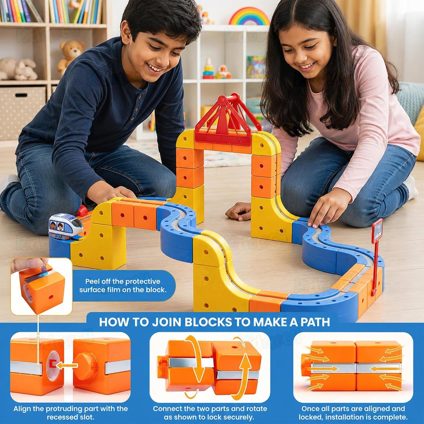 Katty Mao Magnetic Train Toys for Kids Anti Gravity Train, Flexible DIY Railroad Block Set, STEM Educational Toy for Building and Racing, Includes 67 Pieces for Boys and Girls