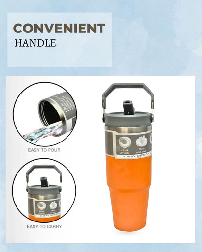 900 ML Stainless Steel Car Thermos Outdoor Sports Water Kettle Portable Gym Outdoor Bottle Cold and Hot Double-Layer Insulated Cup Tumbler by Kattymao