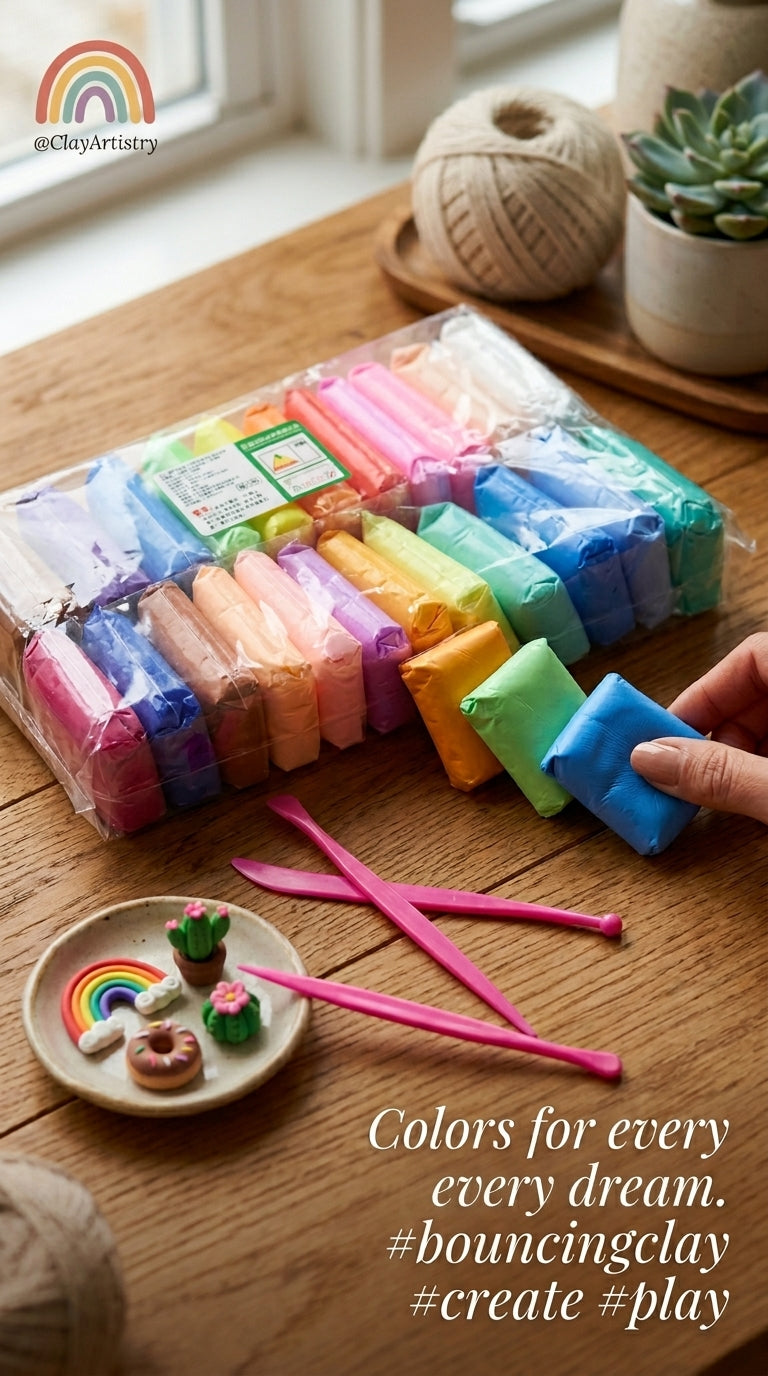 Bouncing clay- Light Clay Set,Super Soft Modeling Clay, Easy to Shape, Good Extension, Non-Sticky