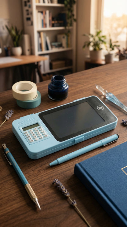 PENCIL BOX THAT COMES WITH LCD AND A CALCULATOR FOR BOTH BOYS AND GIRLS AVAILABLE IN 4 COLOURS