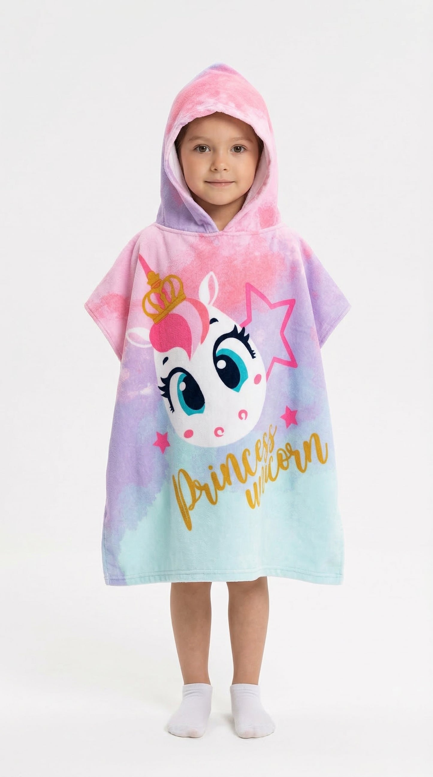 Kids Hooded Towel Poncho, AVAILABLE IN DIFFERENT DESIGNS , Soft Absorbent, Ages 1-6, 24x24 Inch, Beach Bath Pool