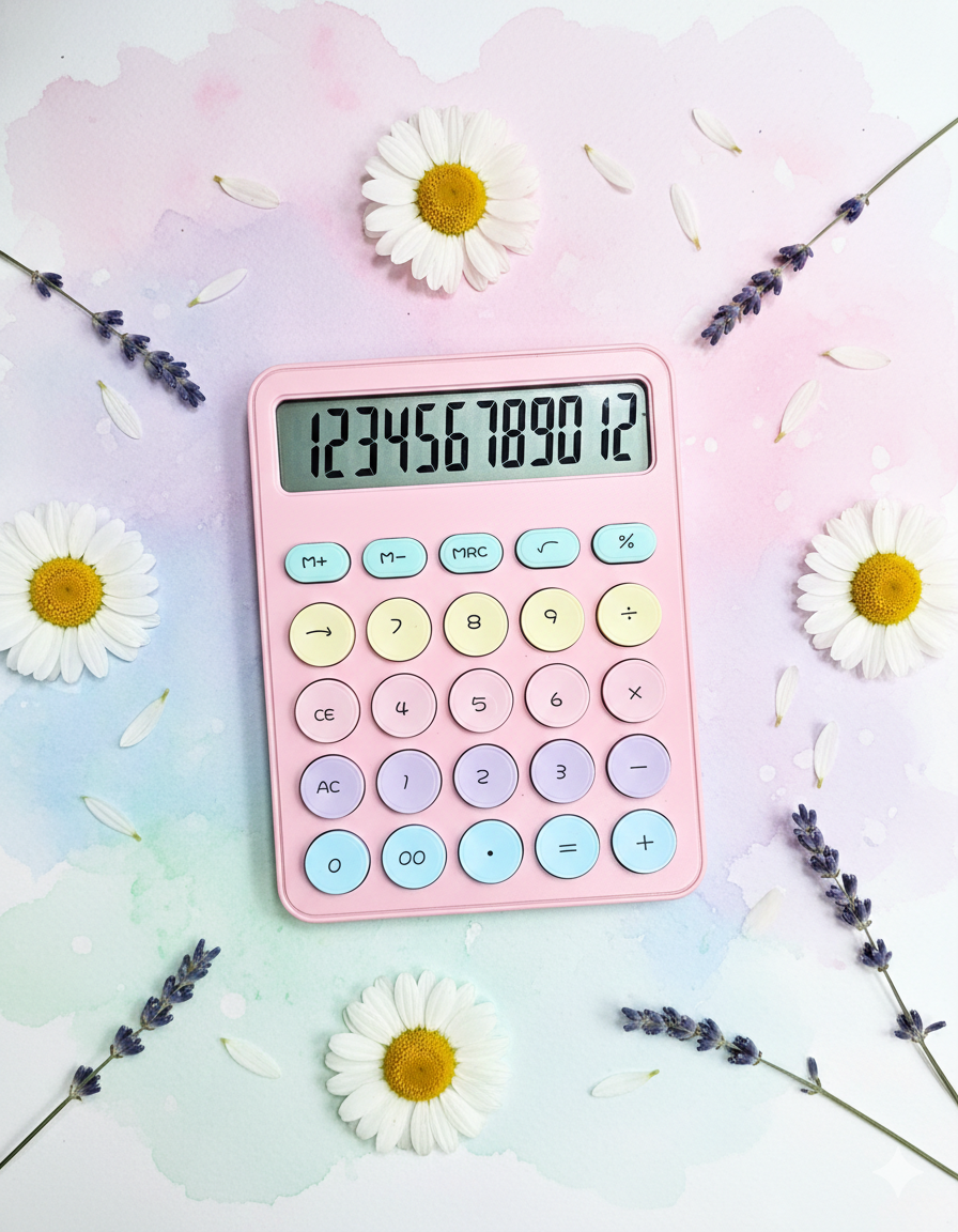 Colorful Calculator | Mechanical Cute|  12 Digit | Large LCD Display | Big Round Button | Easy to Press.