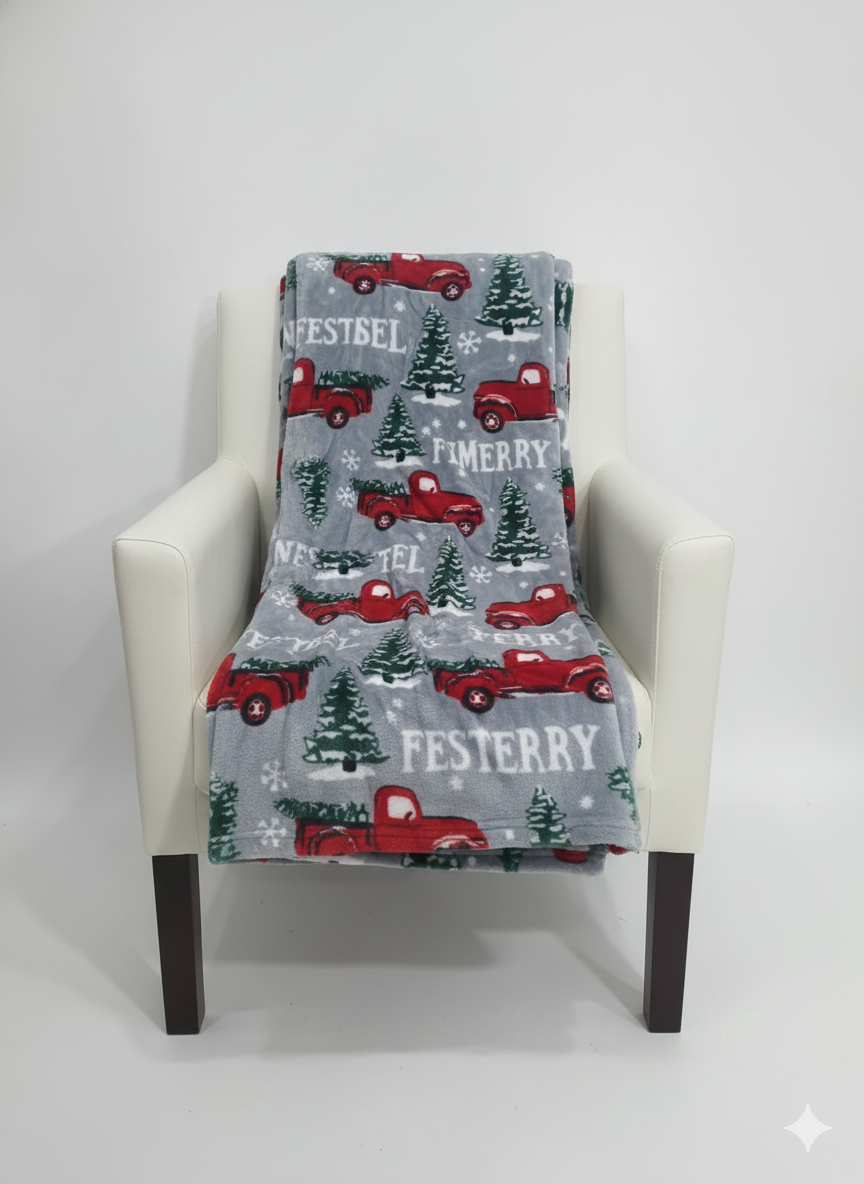 KATTY MAO My First Best Friend Ultra-Soft Christmas Throw Blanket, Green with Gingerbread Pattern, 80x58 Inches, Foldable Holiday Fleece Blanket for Bed, Couch, Travel