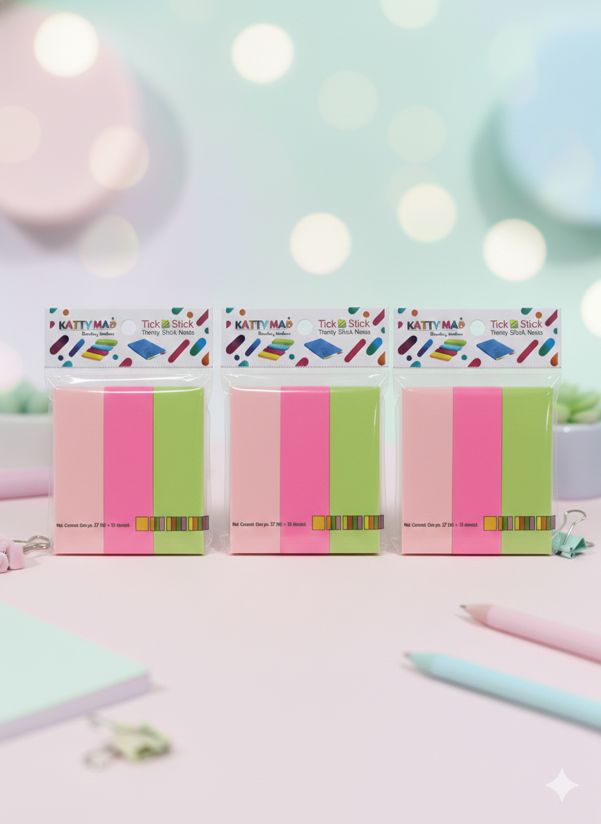 Sticky Notes Set| 3 Bright Pastel Colors| 3x3 Inch | 50 Sheets Per Pad| Strong Adhesive| Perfect for Study| School|Arts and Crafts