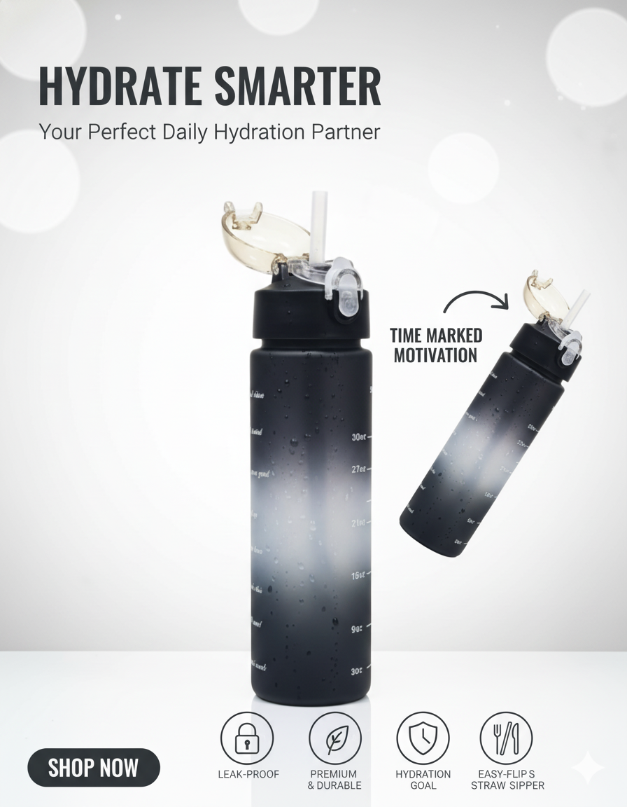 600ML | TIME MARKER | MULTICOLOUR | SPORTS PLASTIC BOTTLE | LEAK PROOF.