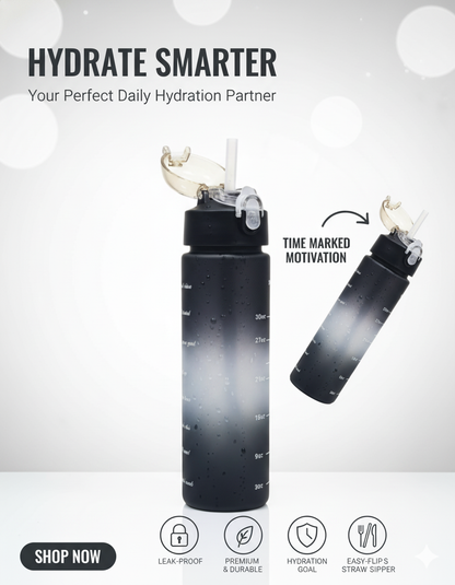 600ML | TIME MARKER | MULTICOLOUR | SPORTS PLASTIC BOTTLE | LEAK PROOF.