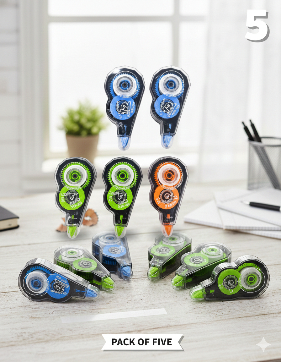 Correction Roller Tape |Dryline Whitener |Tape 5 mm | Smooth White Tape for Clean Corrections | Easy Glide Design.