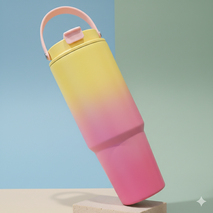 900ml | Gradient tumbler | double wall | stainless steel | with handle & lid.