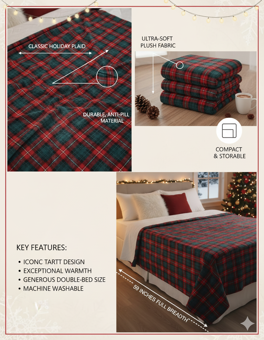 KATTY MAO My First Best Friend Ultra-Soft Christmas Throw Blanket, Green with Gingerbread Pattern, 80x58 Inches, Foldable Holiday Fleece Blanket for Bed, Couch, Travel