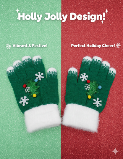 family: KATTY MAO My First Best Friend Winter Kids Gloves, Red and White Fleece-Lined, Ultra-Soft Knit Material, Snowflake Design, Perfect for Holiday Season and Cold Weather.