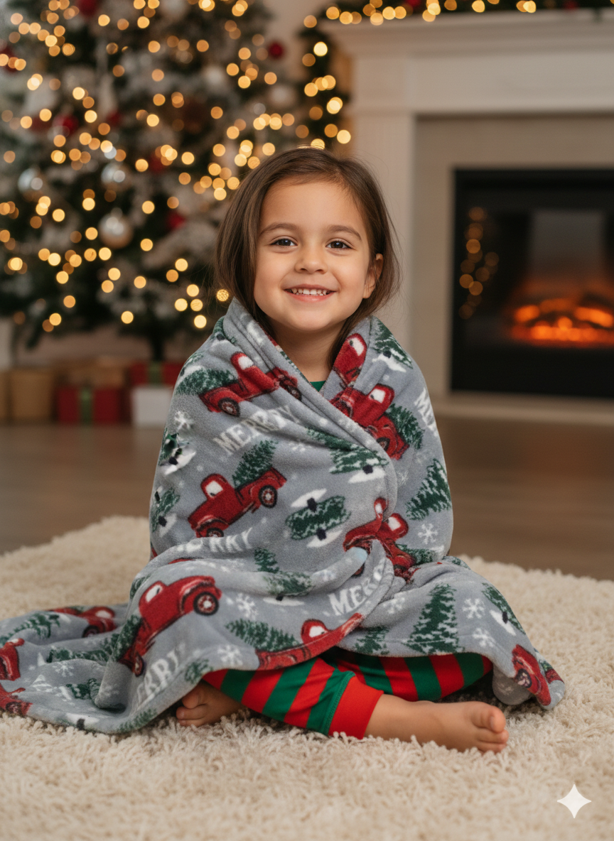 KATTY MAO My First Best Friend Ultra-Soft Christmas Throw Blanket, Green with Gingerbread Pattern, 80x58 Inches, Foldable Holiday Fleece Blanket for Bed, Couch, Travel