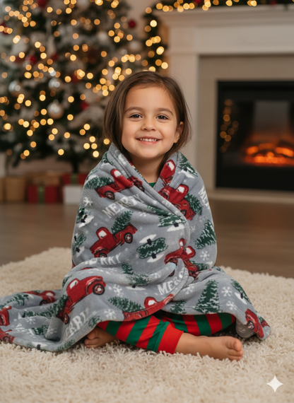 KATTY MAO My First Best Friend Ultra-Soft Christmas Throw Blanket, Green with Gingerbread Pattern, 80x58 Inches, Foldable Holiday Fleece Blanket for Bed, Couch, Travel