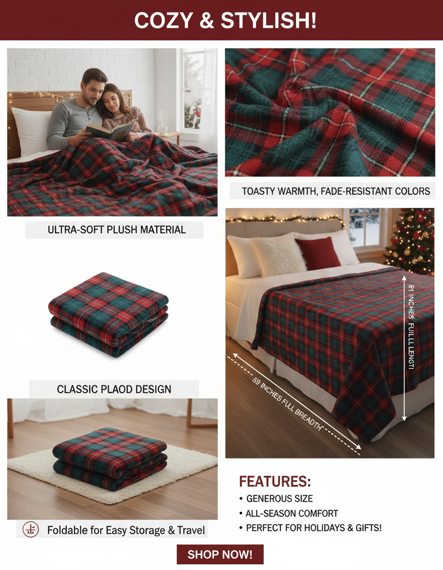 KATTY MAO My First Best Friend Ultra-Soft Christmas Throw Blanket, Green with Gingerbread Pattern, 80x58 Inches, Foldable Holiday Fleece Blanket for Bed, Couch, Travel