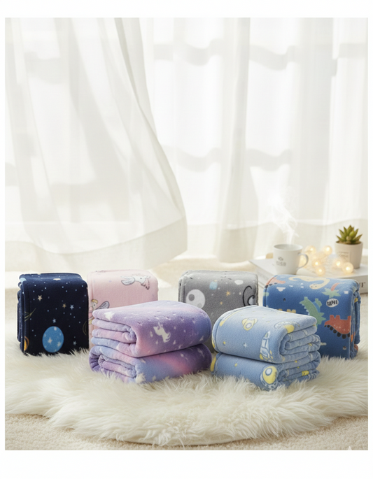 Glow in The Dark Blanket|Super Soft| Pretty Pattern| Luminous Throw |for Kids Bedroom| Various Details |15 Minutes Light Charging time.