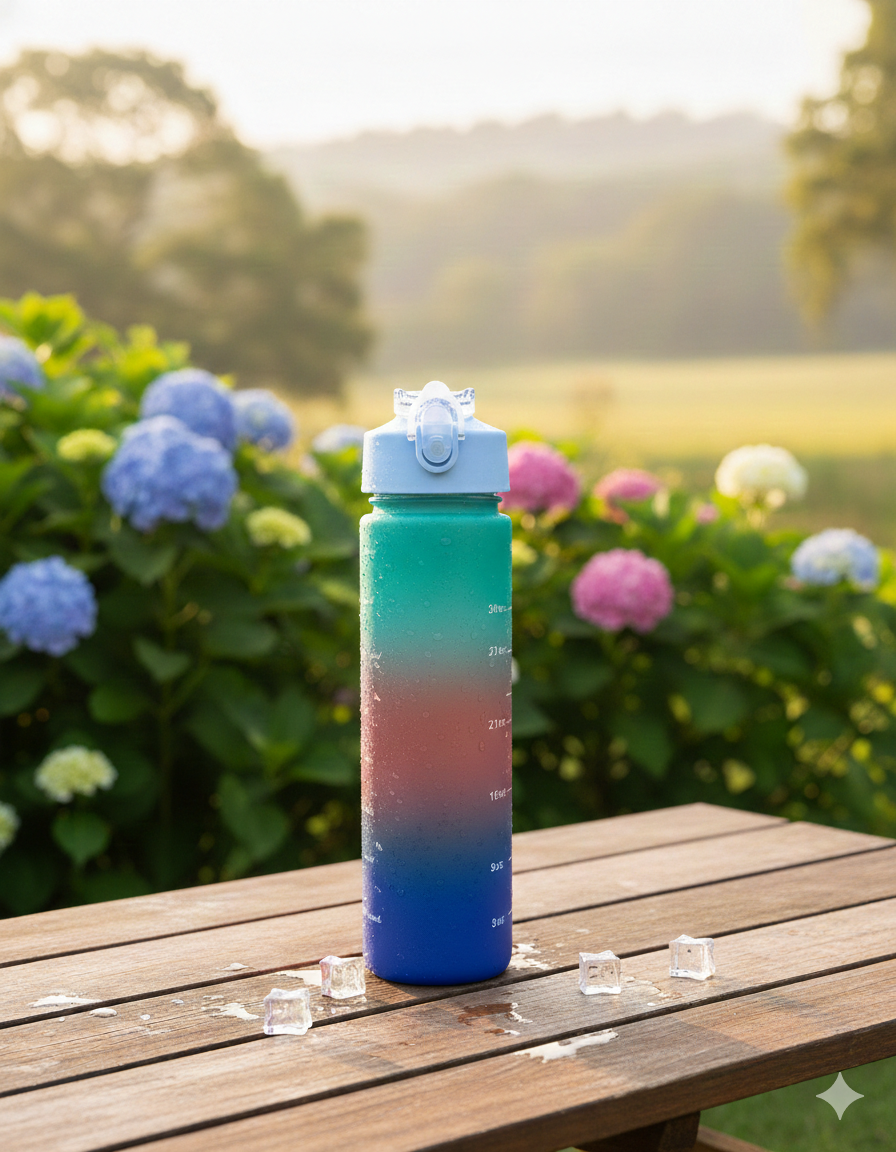 600ML | TIME MARKER | MULTICOLOUR | SPORTS PLASTIC BOTTLE | LEAK PROOF.
