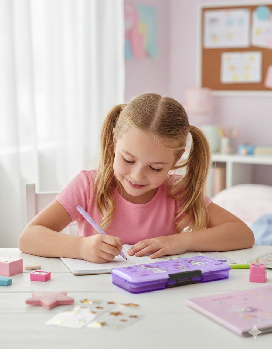 Pastel Pencil Box | Secure Snap Lock | School Stationery Case | Lightweight | Durable Plastic Organizer