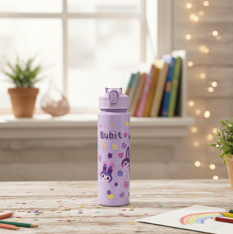 500ml |  Sipper Water Bottle  | Flip-Top Lid|  Push Button Spout.