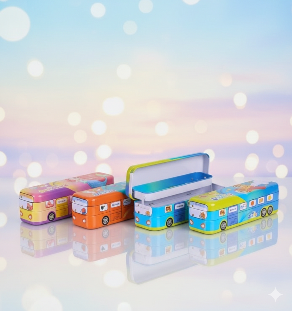 Bus Shape Multifunction Pencil Case |  Double Compartment | Organizer | Stationery.