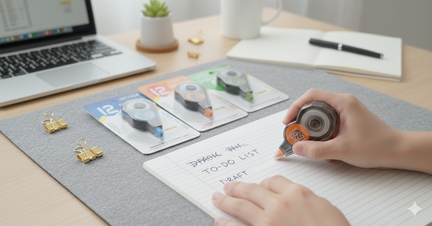 Correction Roller Tape |Dryline Whitener |Tape 5 mm | Smooth White Tape for Clean Corrections | Easy Glide Design.