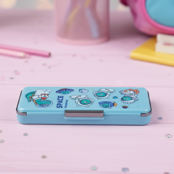 Pastel Pencil Box | Secure Snap Lock | School Stationery Case | Lightweight | Durable Plastic Organizer