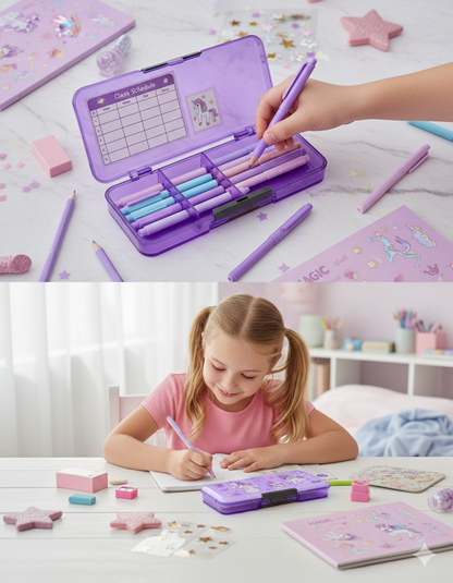 Pastel Pencil Box | Secure Snap Lock | School Stationery Case | Lightweight | Durable Plastic Organizer