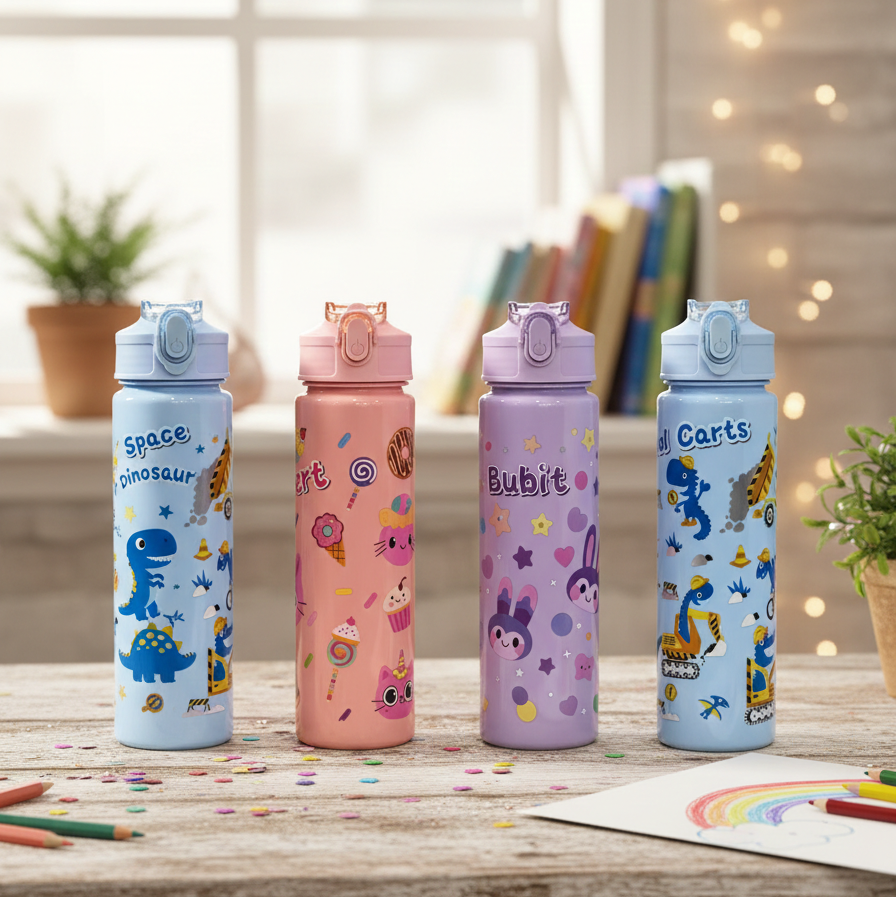 500ml |  Sipper Water Bottle  | Flip-Top Lid|  Push Button Spout.