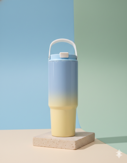 900ml | Gradient tumbler | double wall | stainless steel | with handle & lid.
