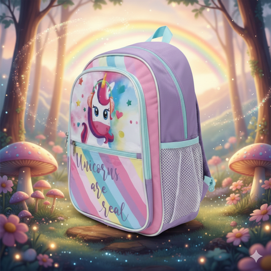 Unicorn & Rainbow Print Bag | Lightweight & Durable | Spacious Compartments