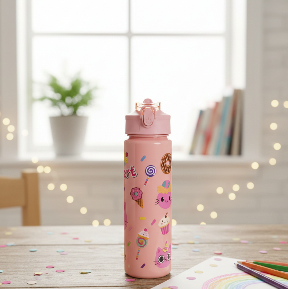 500ml |  Sipper Water Bottle  | Flip-Top Lid|  Push Button Spout.