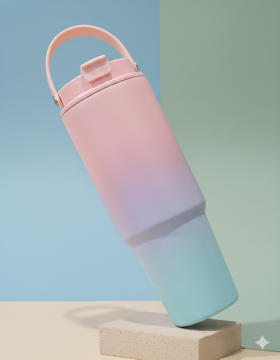 900ml | Gradient tumbler | double wall | stainless steel | with handle & lid.