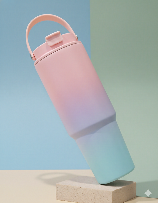 900ml | Gradient tumbler | double wall | stainless steel | with handle & lid.