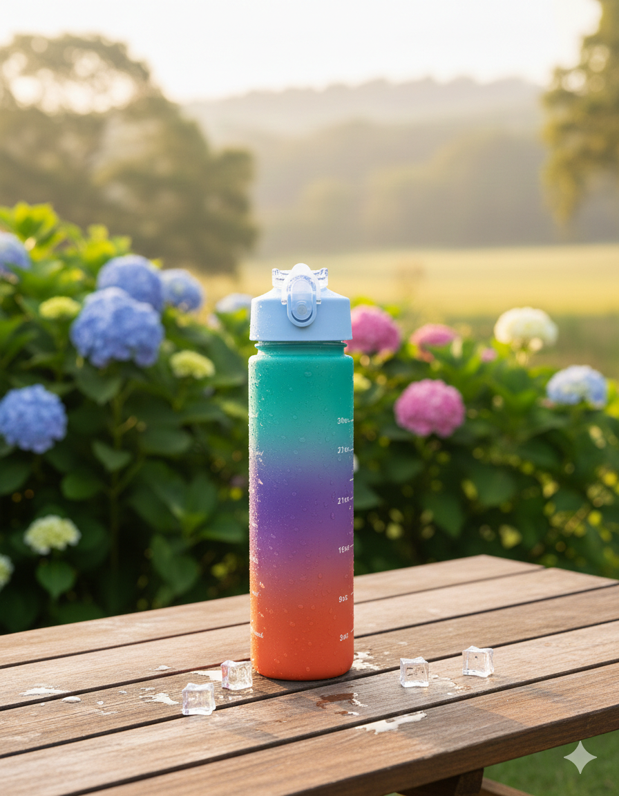 600ML | TIME MARKER | MULTICOLOUR | SPORTS PLASTIC BOTTLE | LEAK PROOF.