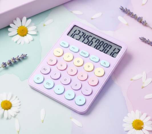 Colorful Calculator | Mechanical Cute|  12 Digit | Large LCD Display | Big Round Button | Easy to Press.